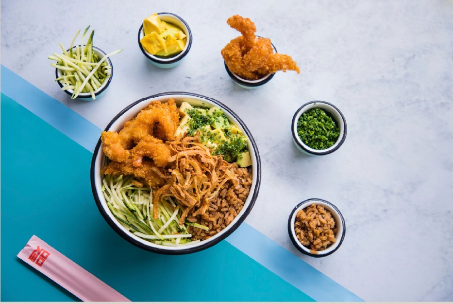 Food photography — shrimp bowl spread